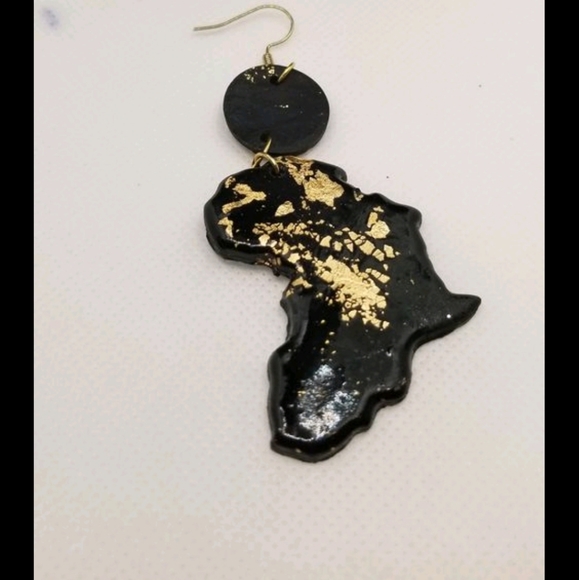 Galaxy BLACK AND GOLD AFRICA EARRINGS - Picture 3 of 5